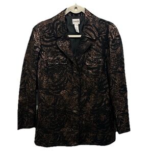 Vintage Chicos Blazer Jacket Coat LINEN Size 2 Grunge Whimsigoth Evening Retro